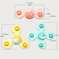 1PC Baby Cartoon Sea Animal Spinners Toy ABS Suction Cup Spinning Top Gyro Stress Reliever Kids Bath Toys